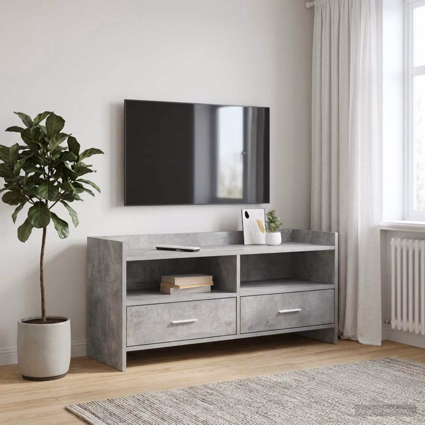 Mobile TV vidaXL moderno in legno e metallo Grigio Cemento L/P/H: 100 x 33 x 47 cm