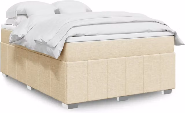Letto con Giroletto a Molle e Materasso vidaXL in Tessuto Beige e Bianco L: 140 cm, P: 200 cm