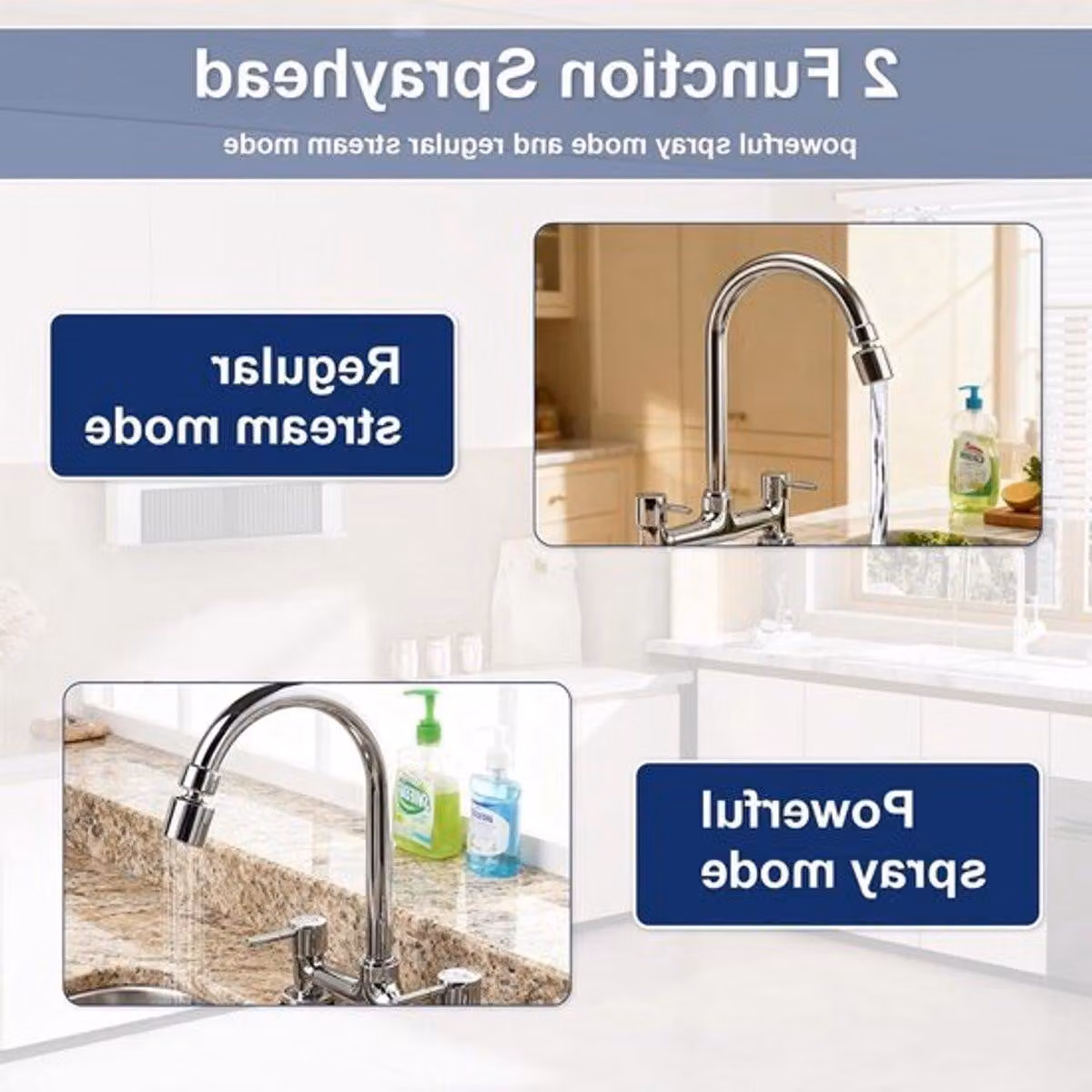 Miscelatori da cucina con 2 funzioni, con beccuccio estraibile e tubi flessibili da 60 cm per acqua fredda e calda, attacco a 2 fori, da montare su piastra