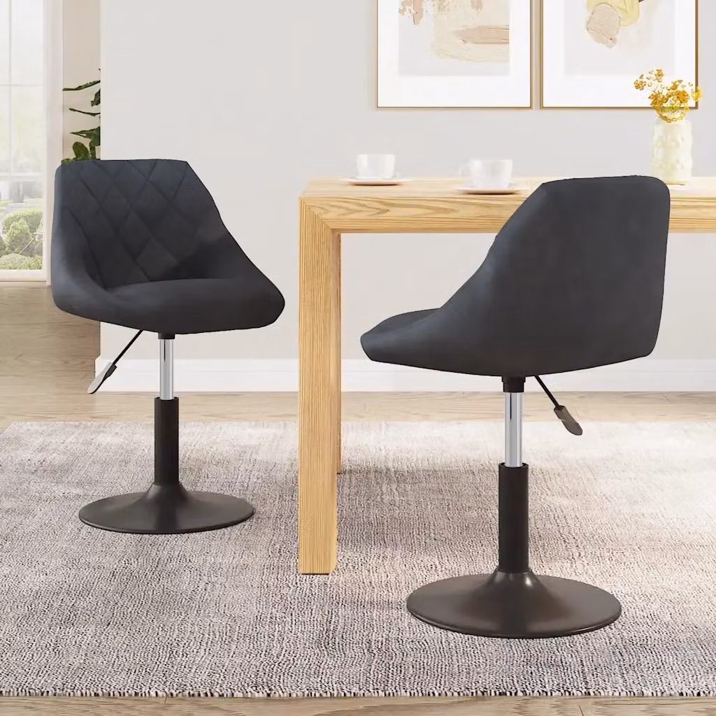 Set di 2 sedie da pranzo girevoli a 360 gradi DESIGN IN in velluto grigio con altezza regolabile – 2