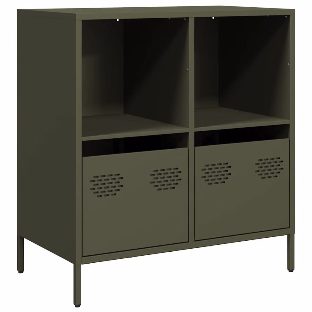 Credenza Verde Oliva 68x39x73,5 cm in Acciaio Laminato a Freddo