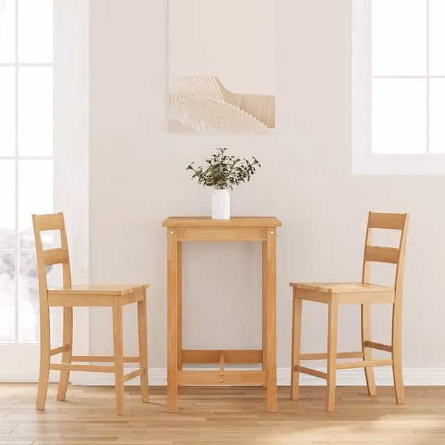 Set di 2 sgabelli da bar moderni vidaXL in legno di Hevea naturale marrone