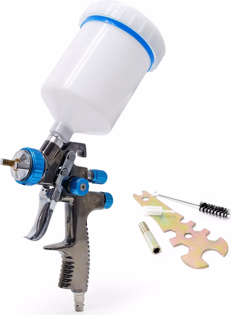 XPOtool Pistola a spruzzo LVLP, ugello da 1,4 mm, bicchiere in plastica da 500 ml, larghezza di spruzzo 100 mm, pistola a spruzzo pistola per aerografo