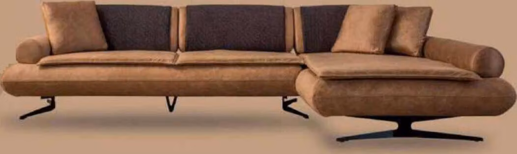 Ecksofa L-Form Sofa Luxus Eck Kunstleder Wohnzimmer Polyester Braun