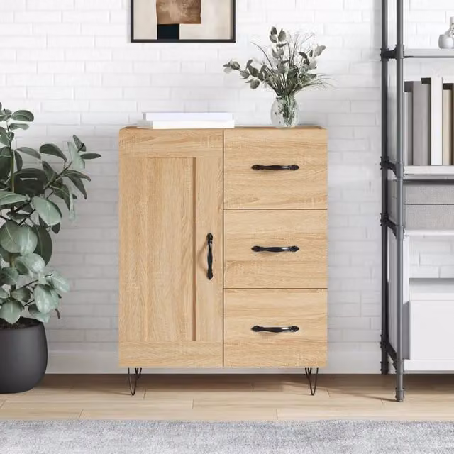 Credenza Buffet Armadio da Cucina Design Mania in Legno Rovere Colore Marrone L: 69,5 cm, P: 34 cm, H: 90 cm