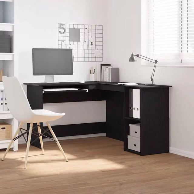 Scrivania ad angolo moderna vidaXL in rovere e nero L/P/H: 120 x 140 x 75 cm – 1