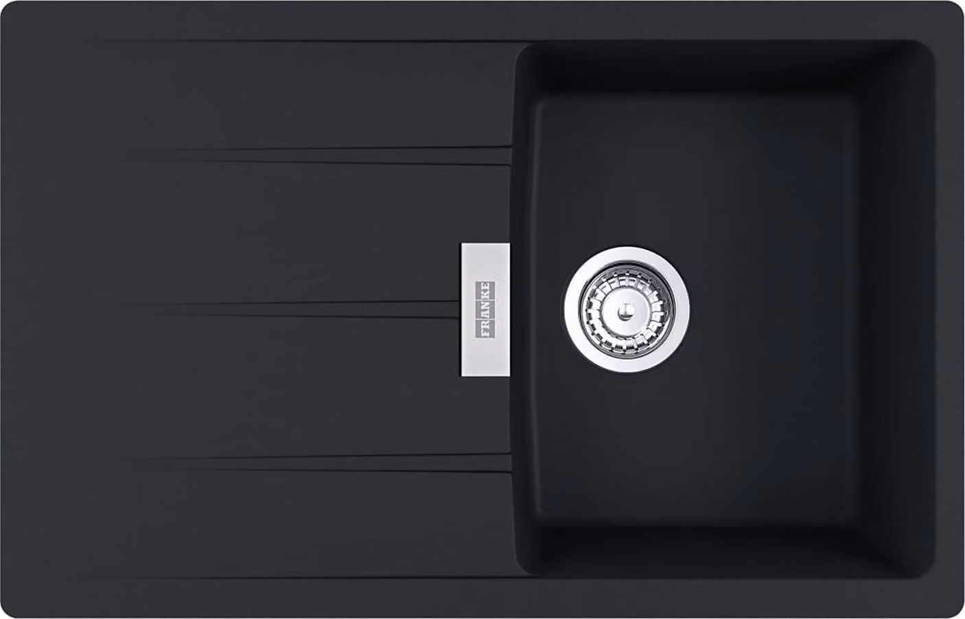 Lavello FRANKE CENTRO CNG 611-78 in BLACK MATT con manopola eccentrica in acciaio inox / Dimensioni del foro 760 x 480 mm R15 / Lavello in granito