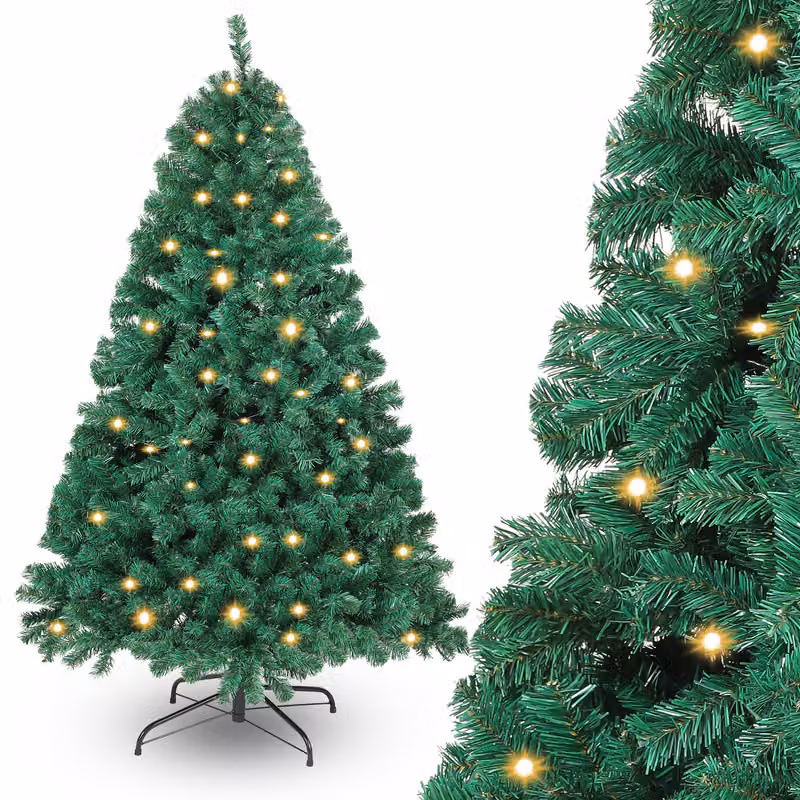 Jayseuw albero di Natale artificiale 150cm Albero di Natale artificiale con illuminazione LED albero di Natale per la decorazione di Natale