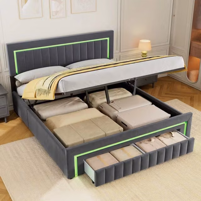 Letto contenitore 180x200 cm, colore grigio
