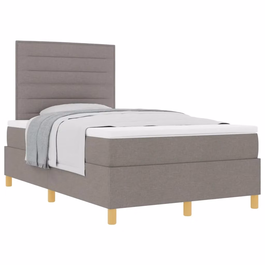 Letto a molle con testiera Talpa vidaXL in tessuto beige o grigio L/P: 120 x 200 cm – 2