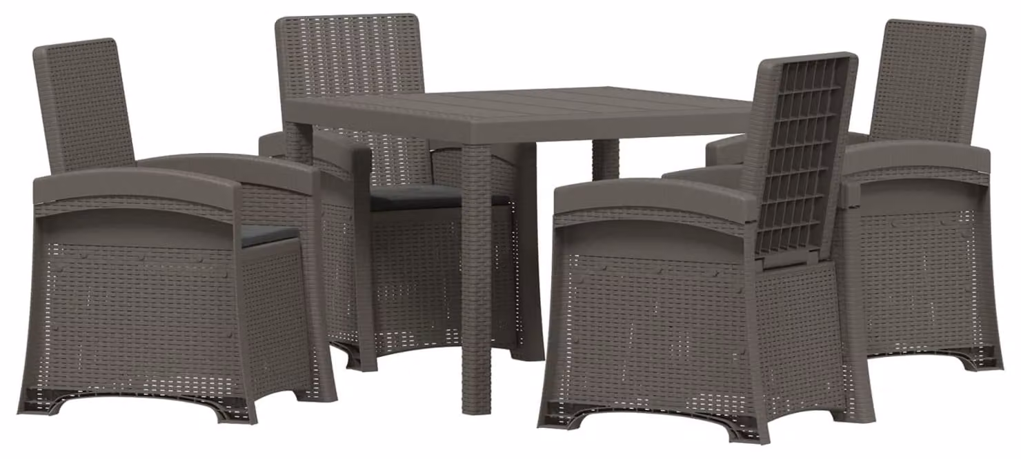 Set da pranzo per esterno, 5 pezzi, colore grigio chiaro e antracite, materiale: polipropilene