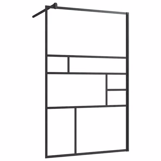 Parete Doccia Walk-in in Vetro Trasparente ESG Nera 100x195 cm CFW5038411