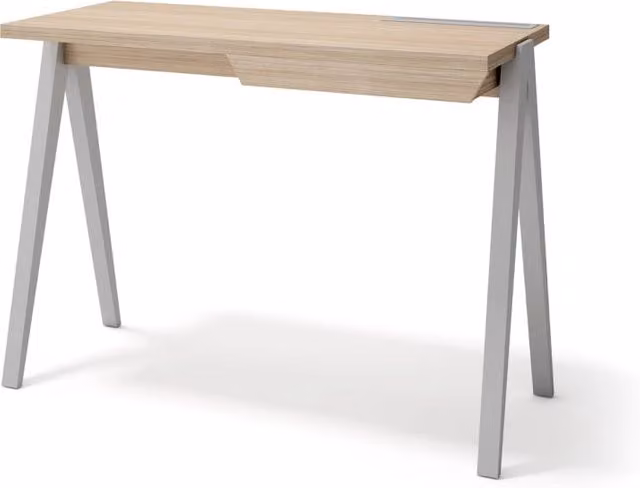 Scrivania Herdasa 1 cassetto effetto noce chiaro gambe grigio 75x107x47cm