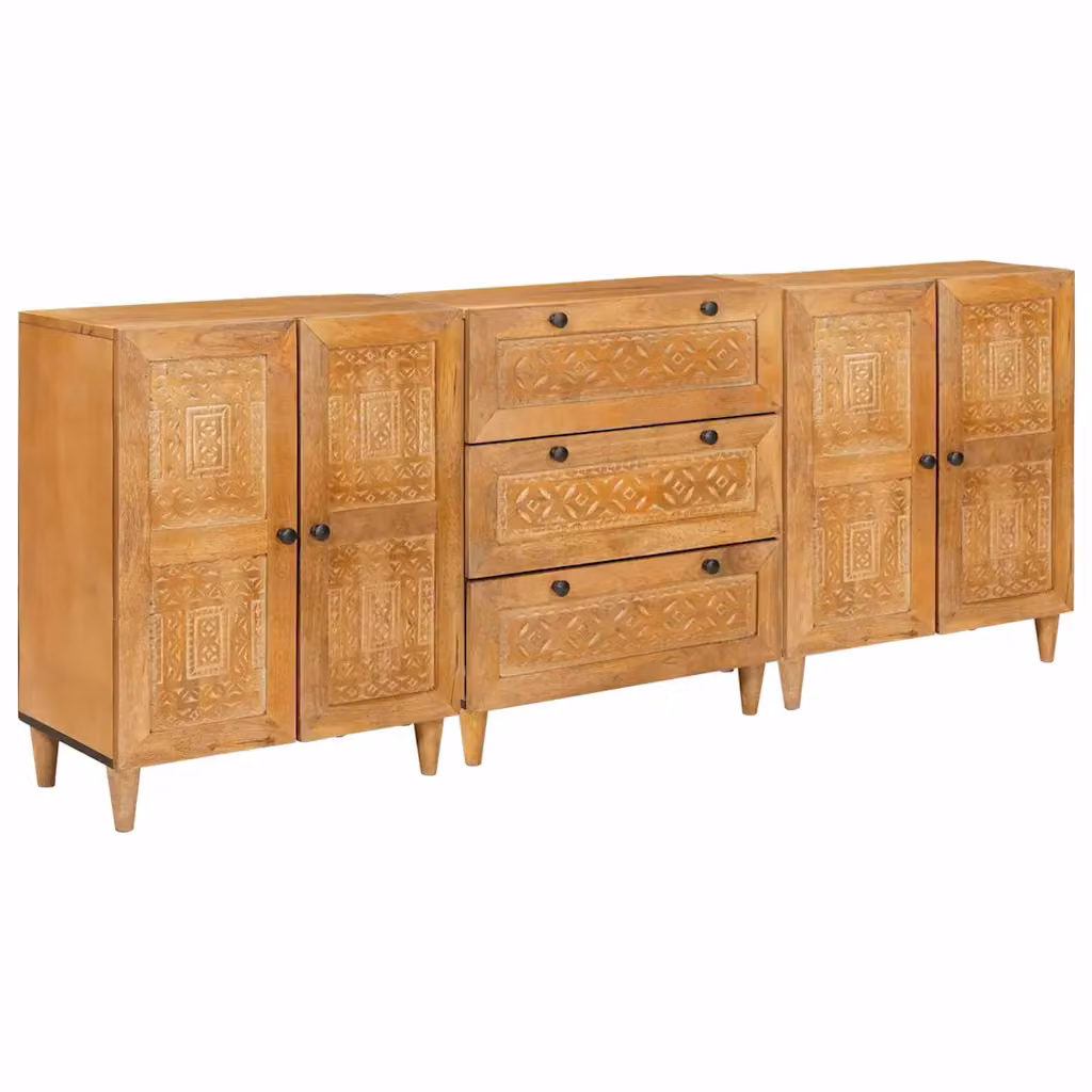 Credenza vidaXL in legno massello di mango marrone stile rustico L: 180 cm, P: 33,5 cm, H: 75 cm
