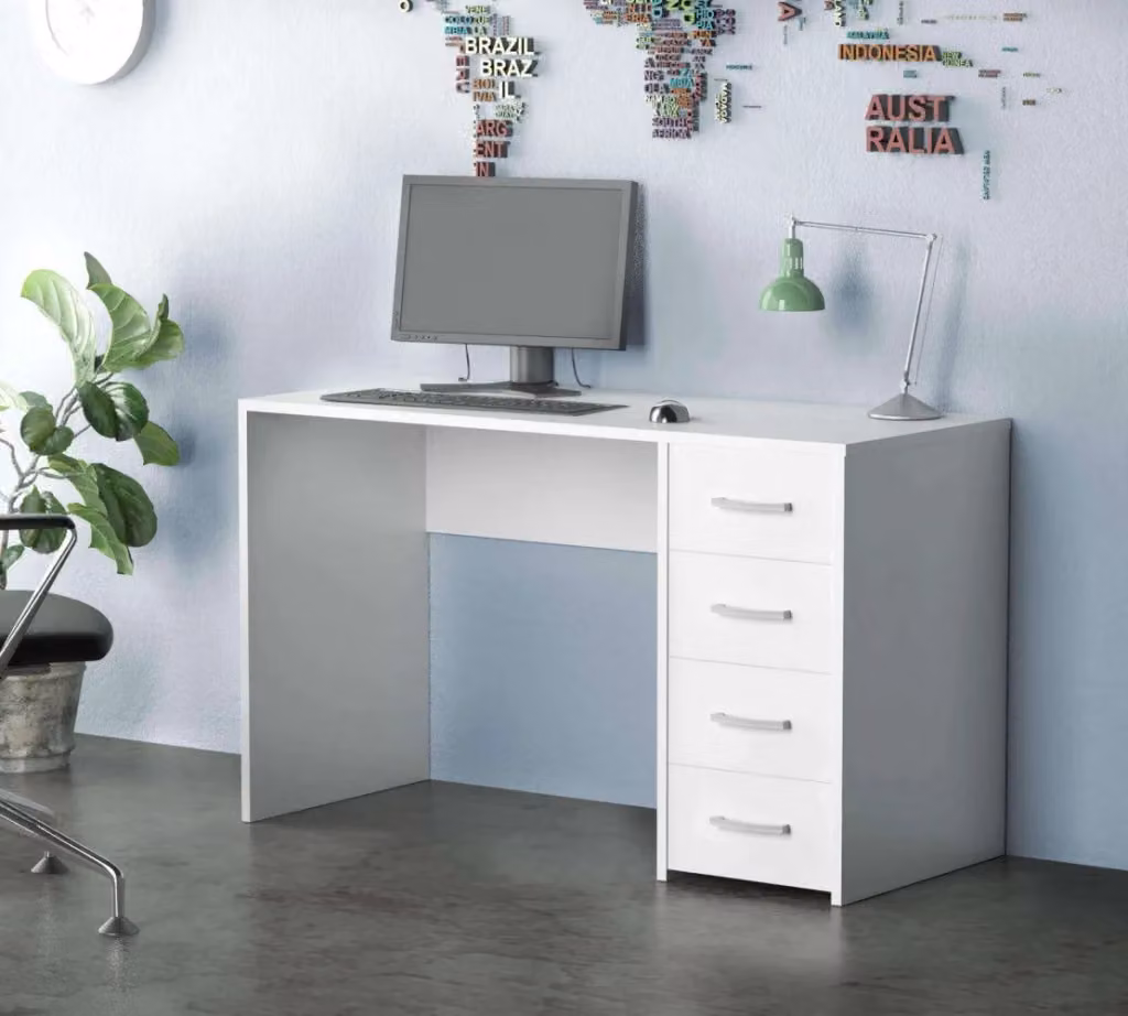 Scrivania per computer Topaz GIORDANOSHOP Bianca in MDF laminato L: 120 cm, P: 50 cm, H: 74 cm – 2
