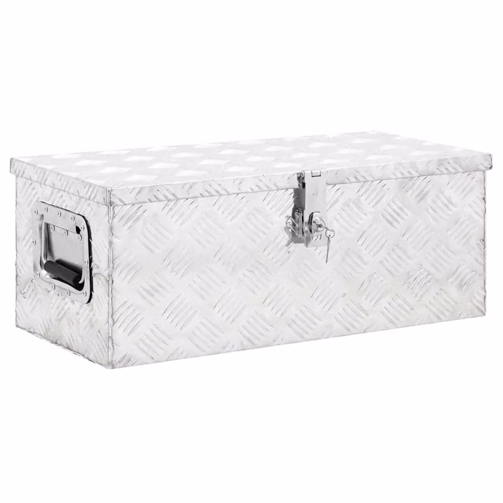 Contenitore portaoggetti vidaXL in alluminio e acciaio inossidabile, argento, L 70 cm x P 31 cm x H 27 cm – 2