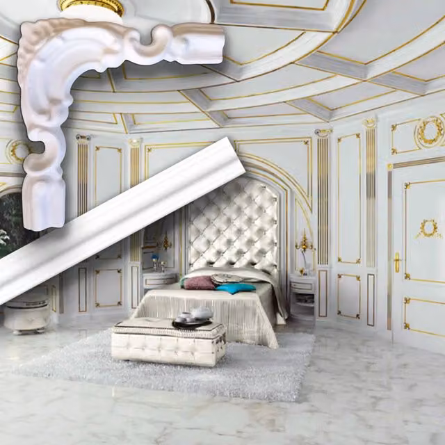 Set di Boiserie Classica Decorint in Polistirolo Bianco con Cornici e Angoli Barocco in XPS