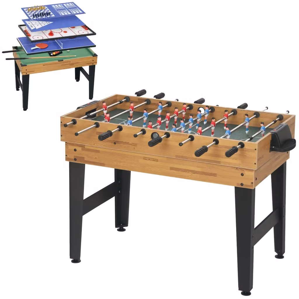 Tavolo da Gioco 13 in 1 Multigame con Calciobalilla, Ping Pong, Air Hockey, Biliardo e Scacchi, Colore Noce – 2