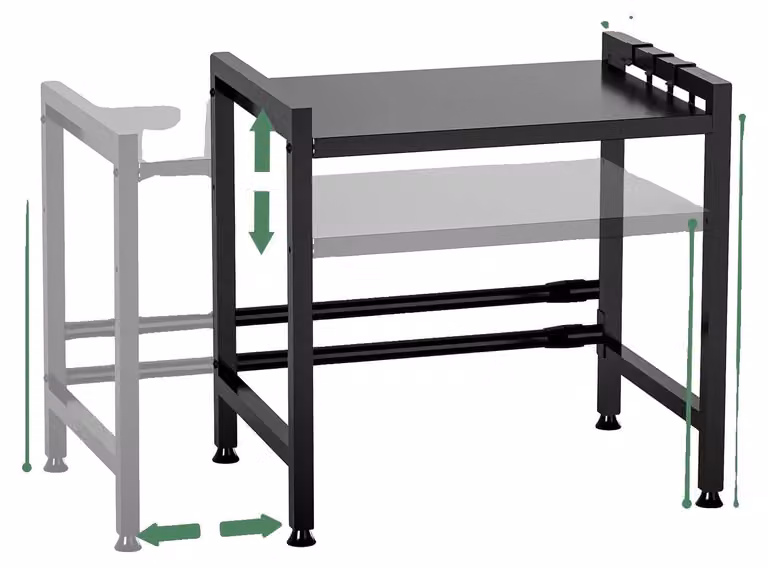 Ripiano per microonde, altezza regolabile, organizer multifunzionale, 2 livelli, colore nero