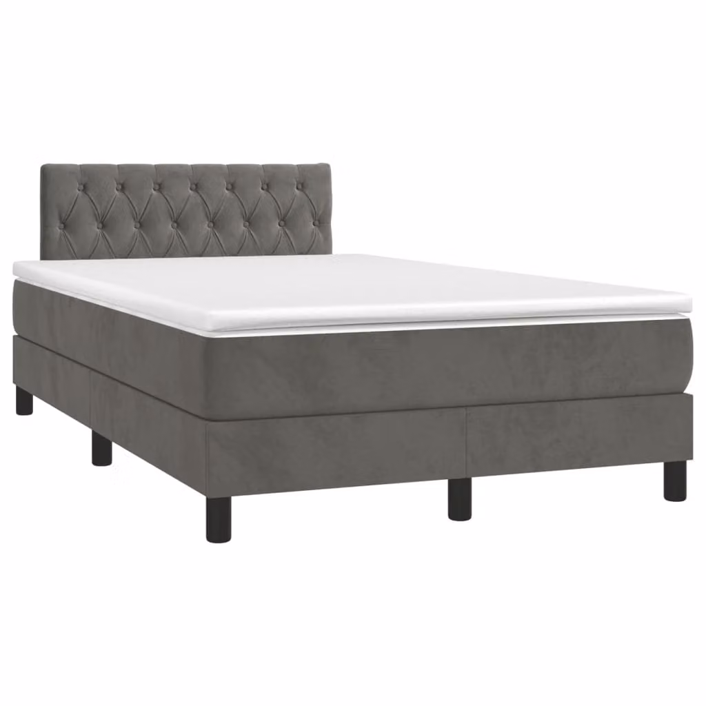 Maison Exclusive - Letto a Molle con Materasso e LED Grigio Scuro 120x190cm in Velluto