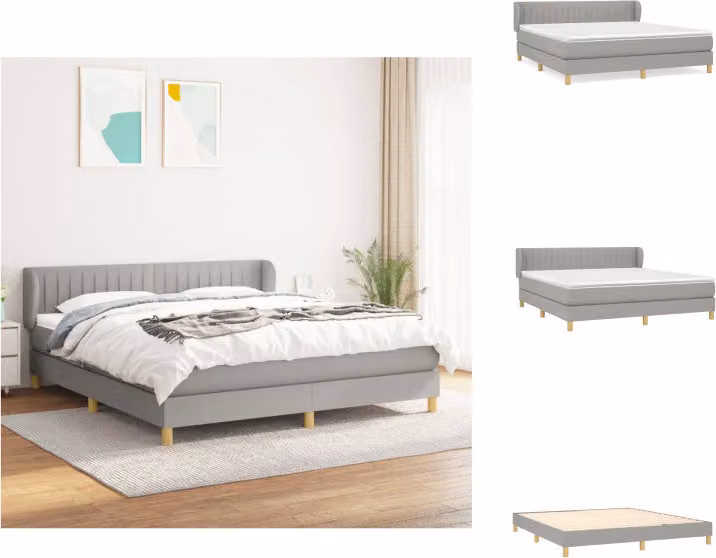 vidaXL Letto a molle con materasso grigio chiaro 180x200 cm in tessuto - Letti & strutture letto