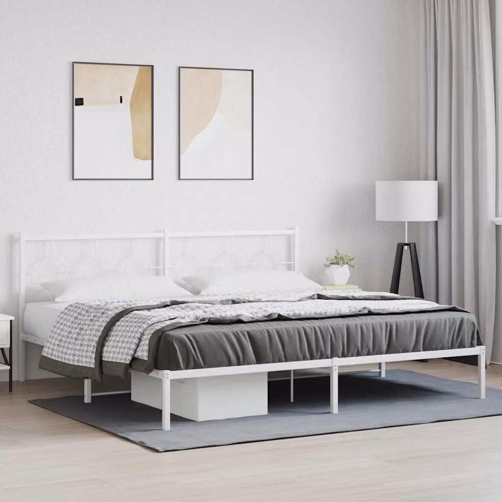 vidaXL Giroletto con Testiera in Metallo Bianco L/P/H: 200 x 198 x 207 cm