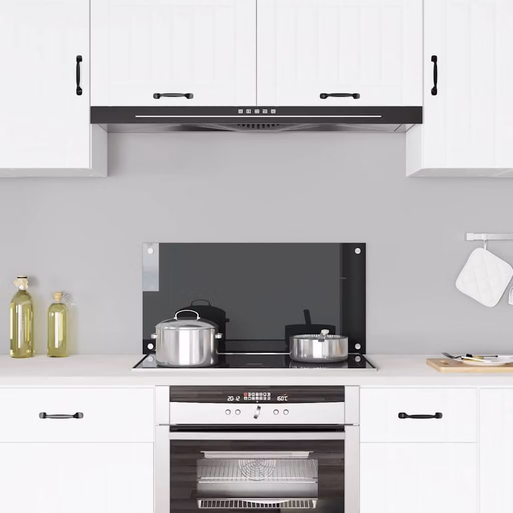 Paraschizzi per cucina vidaXL in vetro temperato nero L: 80 cm, H: 40 cm