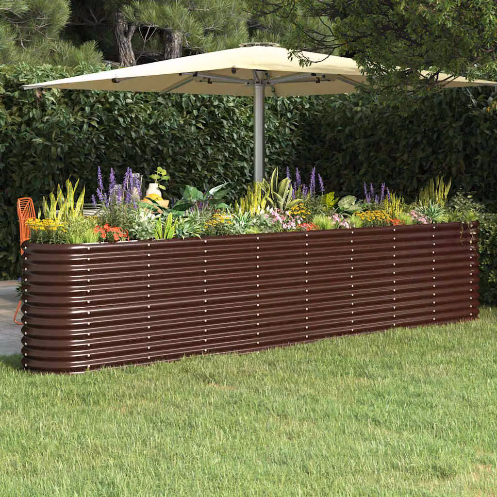 Letto rialzato da giardino vidaXL in acciaio zincato marrone L: 332 cm, P: 40 cm, H: 68 cm