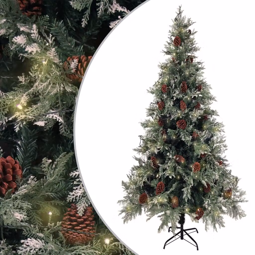 Maison Exclusive - Albero di Natale con luci e pigne, 225 cm, PVC e PE