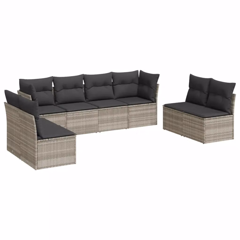 vidaXL Set Divano da Giardino a L con 8 Pezzi e Cuscini Grigio Moderno in Polyrattan e Acciaio Verniciato a Polvere – 2