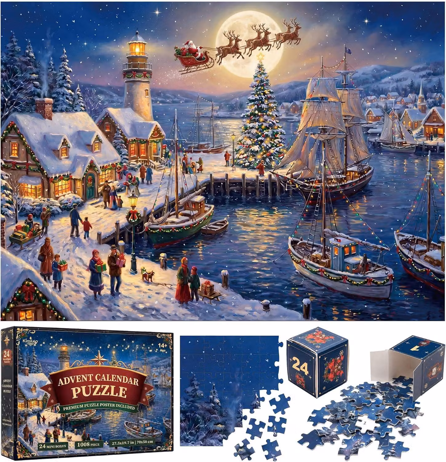 Calendario dell'Avvento 2026, puzzle a tema natalizio per adulti, 1008 pezzi