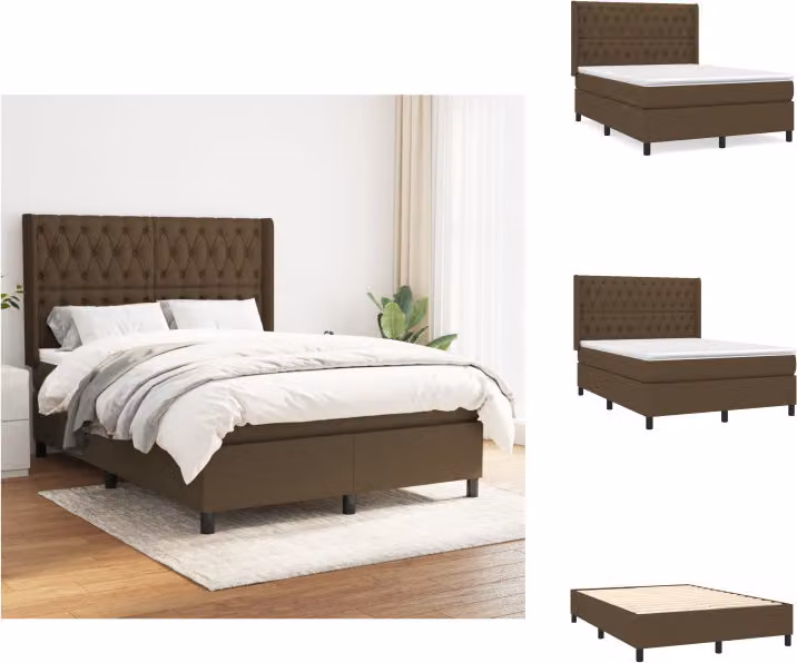 vidaXL Letto a molle con materasso in tessuto marrone scuro 140x190 cm - Letti e strutture letto