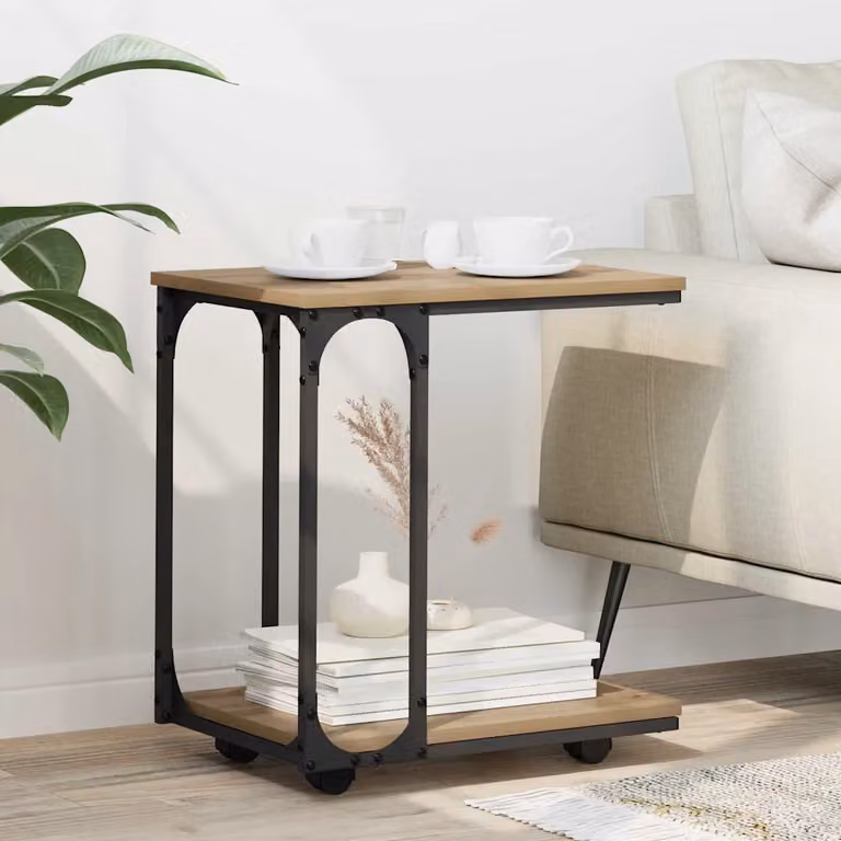 vidaXL Tavolo laterale rettangolare in stile rustico color rovere, L: 50 cm, P: 35 cm, H: 55.5 cm