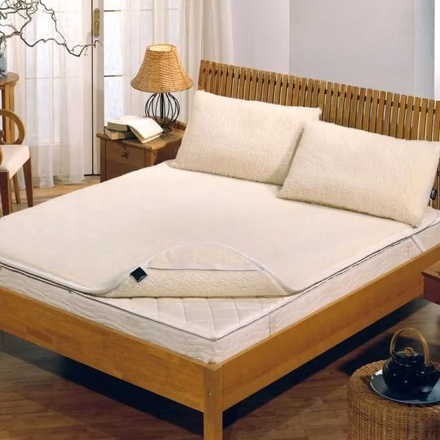 Coprimaterasso Cober Basic in Pura Lana Merinos Beige L/P/H: 120 x 200 cm
