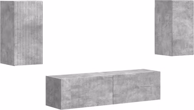 Set mobile TV 4 pz | Armadietto TV | Mobile Porta TV Grigio cemento Legno multistrato