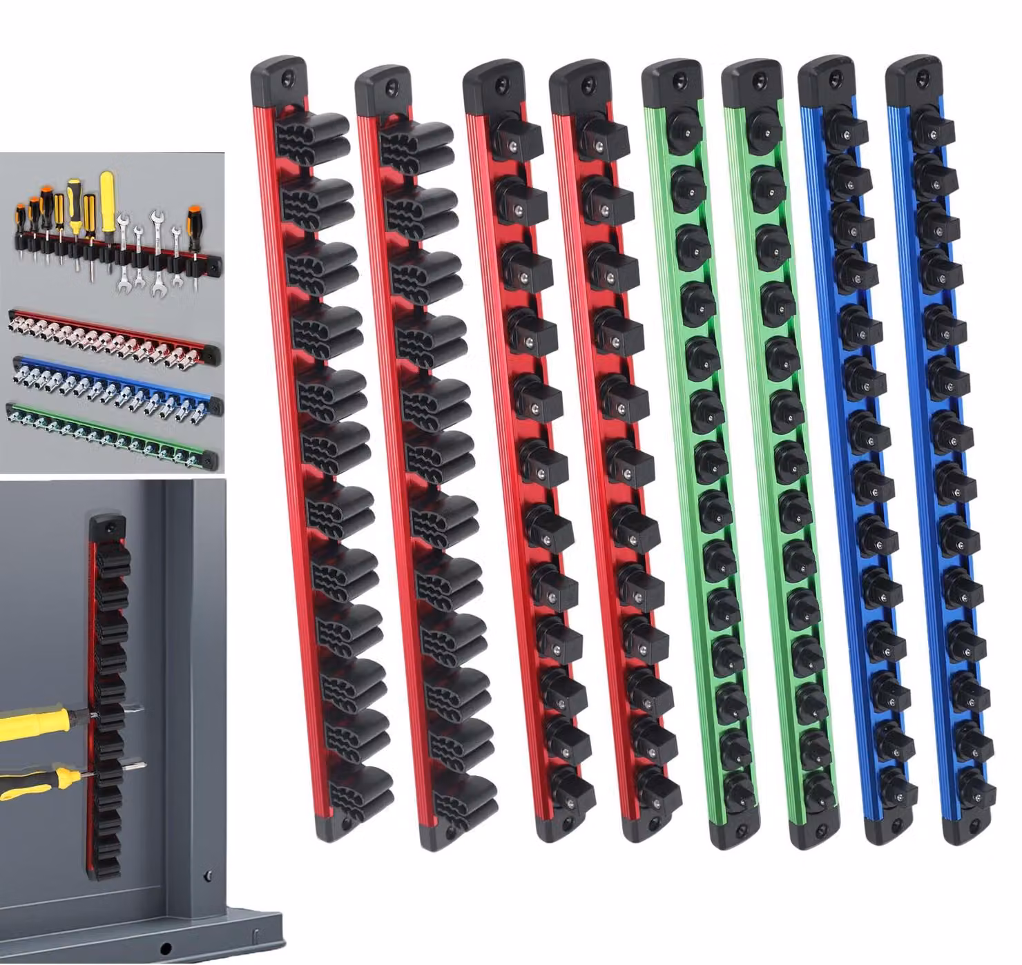 Portachiavi magnetico, set da 8 pezzi, per chiavi da 1/4, 3/8 e 1/2 pollice