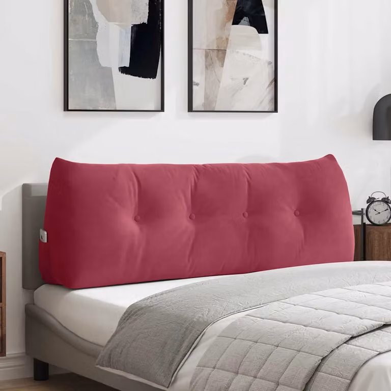 Cuscino per schiena ergonomico vidaXL in velluto rosso, L 140 x P 24 x H 50 cm