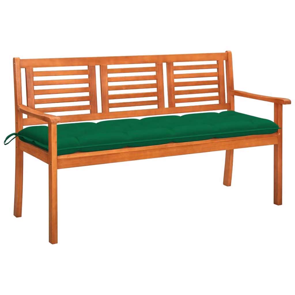 panca da giardino a 3 posti con cuscino 150 cm in legno massiccio di eucalipto