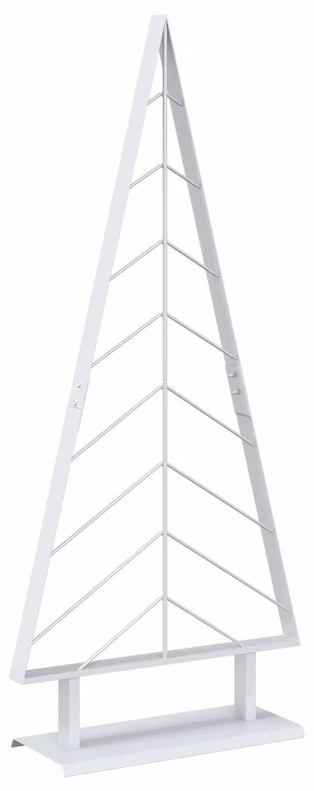 Albero di Natale in metallo con supporto, modello KUOPIO, 125 cm, acciaio, colore bianco