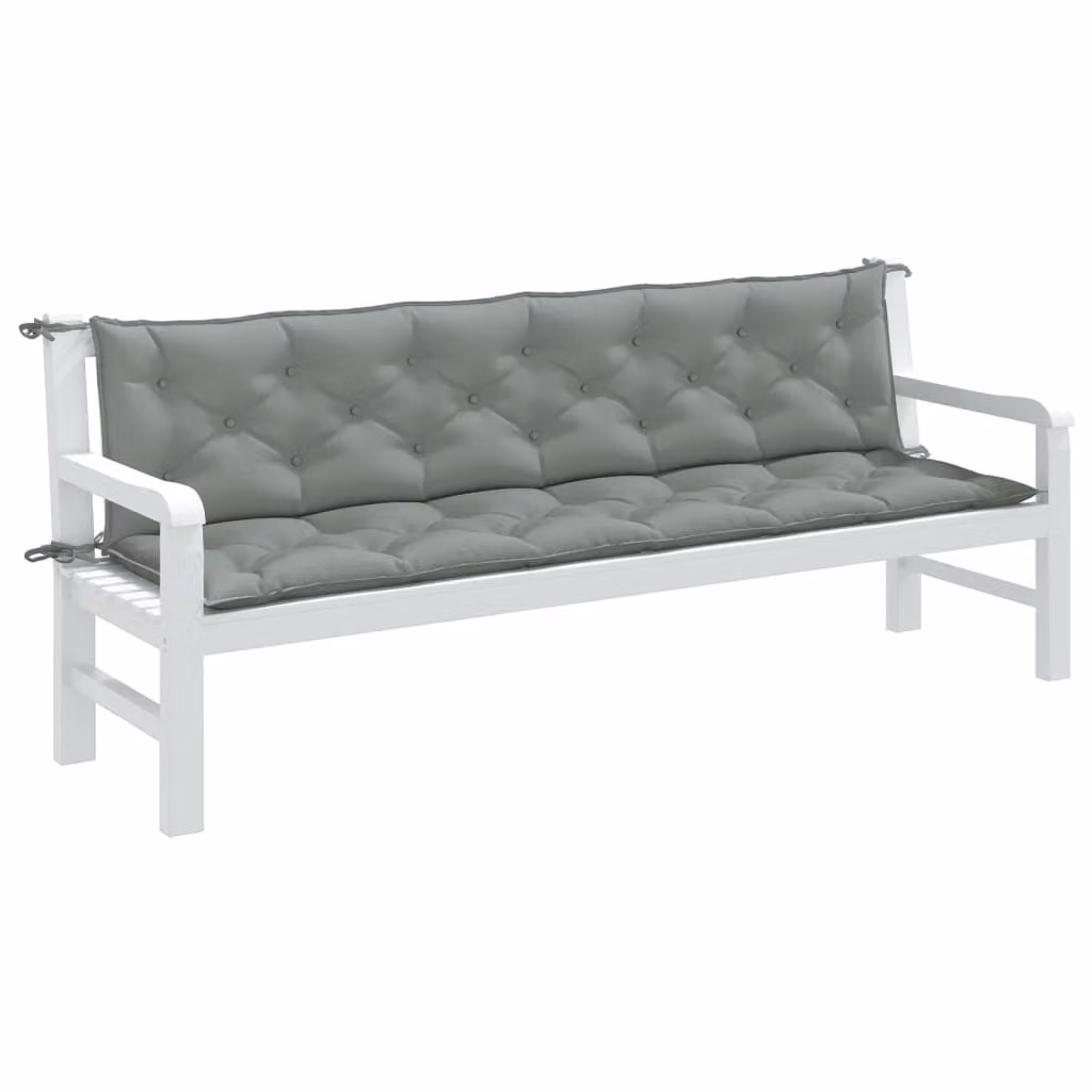 Set di 2 cuscini per panca da giardino vidaXL in poliestere grigio, L 200 cm x P 50 cm x H 7 cm
