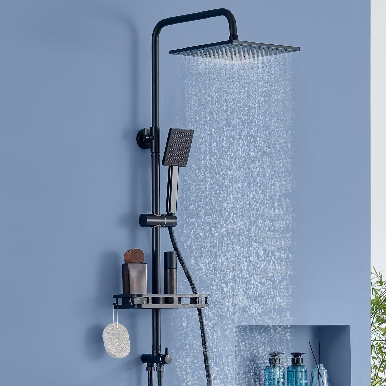 Set doccia a pioggia - 250 x 250 mm - Acciaio inox - Deviatore in ottone - Senza miscelatore
