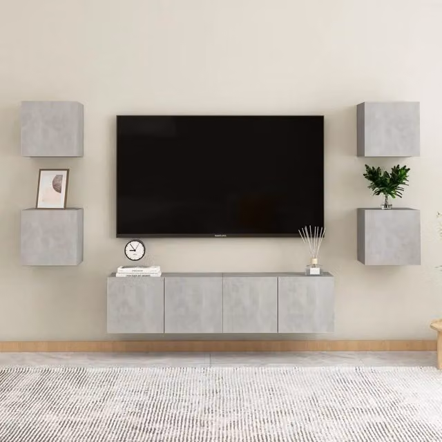 Set di Mobili Porta TV 6 pz Grigio Cemento in Legno Multistrato 3079080