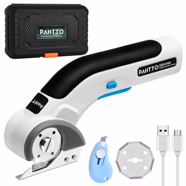 Forbice elettrica per tagliare cartoni, 4V, 320 tagli al minuto, lama rotante wireless