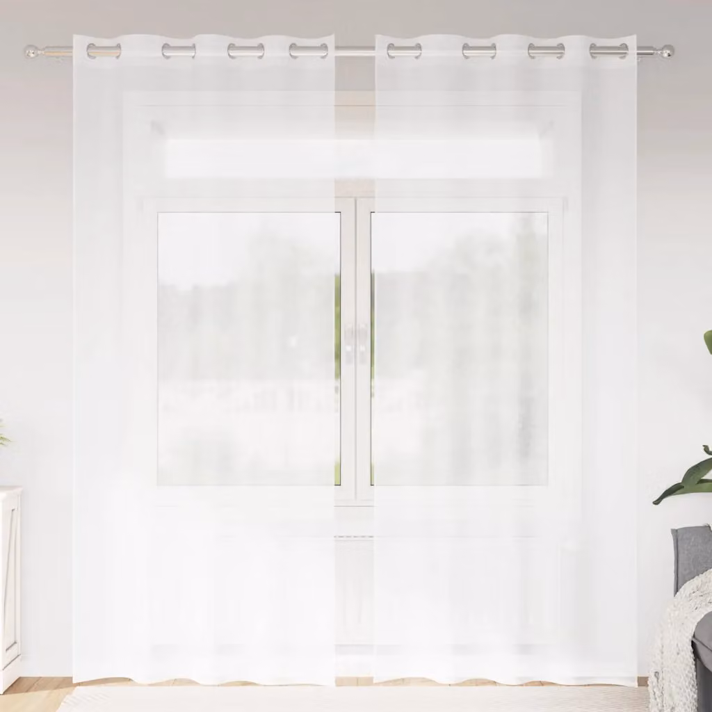 Set di 2 tende velate vidaXL in poliestere bianco, H 245 cm x L 140 cm