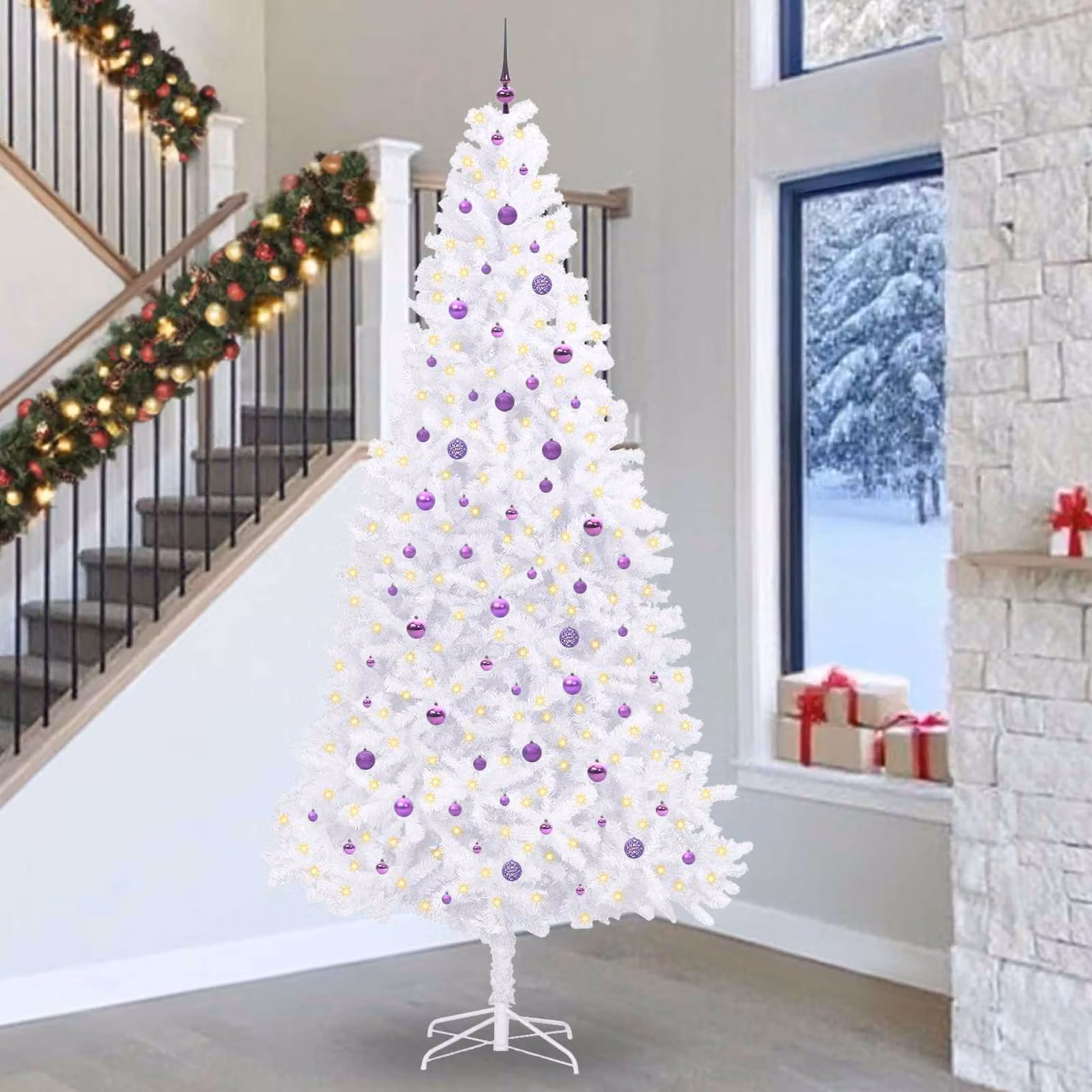 vidaXL Albero di Natale artificiale Bianco 300 cm PVC e Acciaio