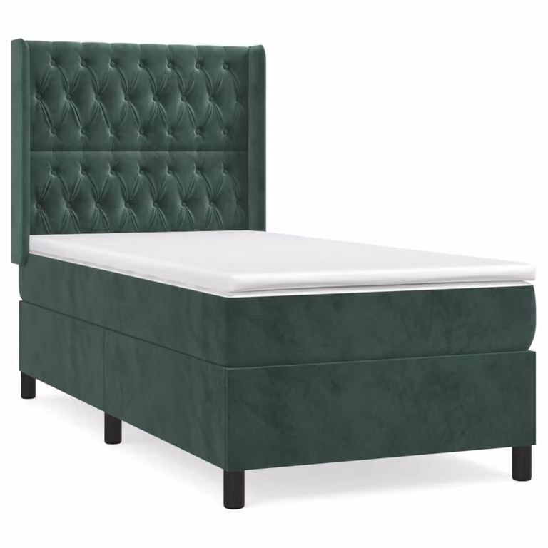 Giroletto a Molle con Materasso Verde Scuro 80x200 cm Velluto
