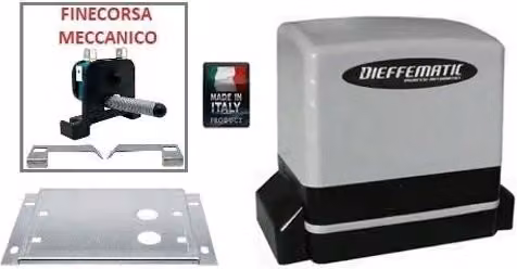 Motore Elettrico per Cancello Scorrevole Dieffematic 600kg 230V 220V in Alluminio Grigio Argento
