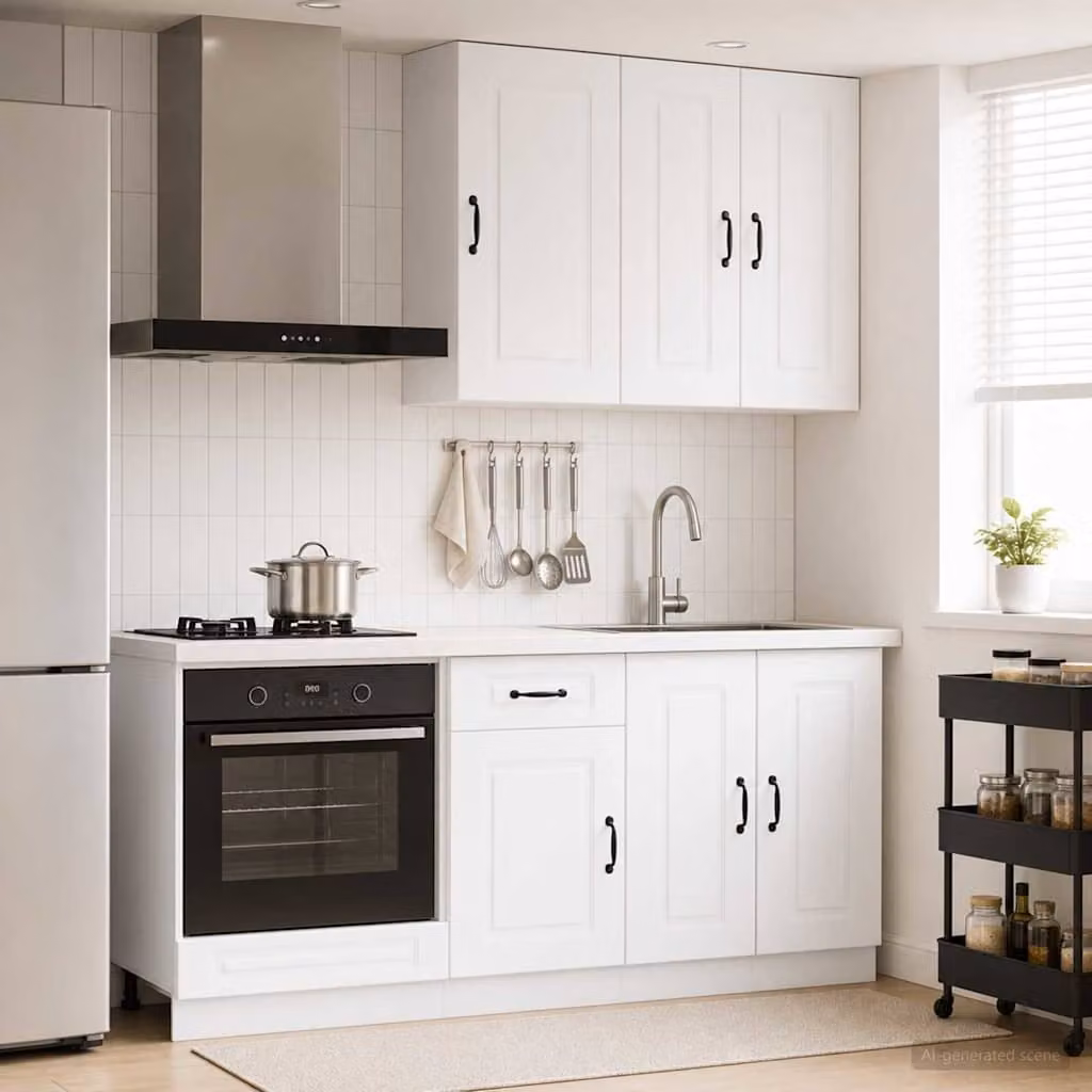 vidaXL Unità Cucina KALMAR 5 Pezzi Bianco Moderno in MDF con Ante a Battente e Ripiani Interni