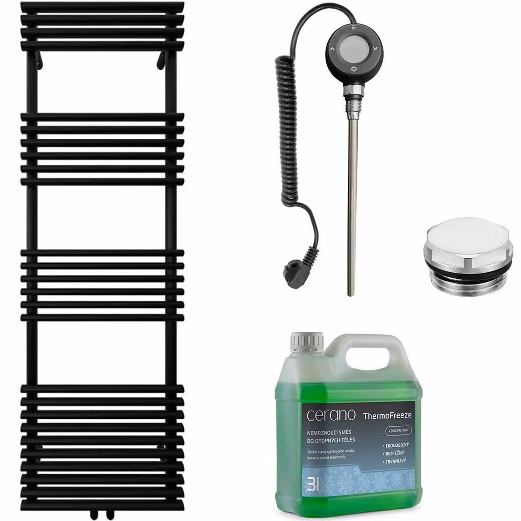 Set di radiatori elettrici da bagno Luigi - Wi-Fi - 600W - nero opaco - 1600x500 mm