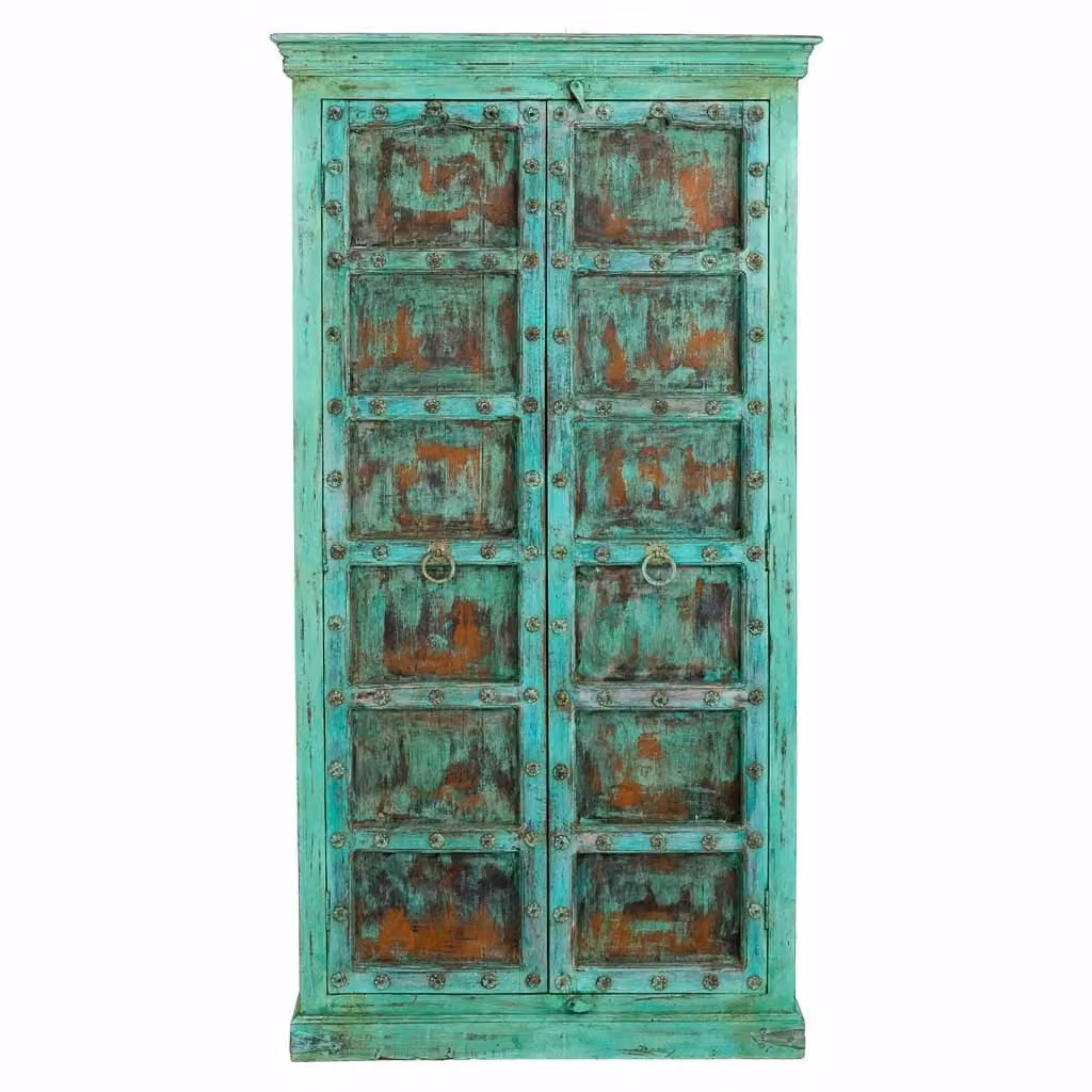 Armadio in legno stile rustico Wanderlust Deco colore verde L/P/H: 105 x 42 x 199 cm – 2